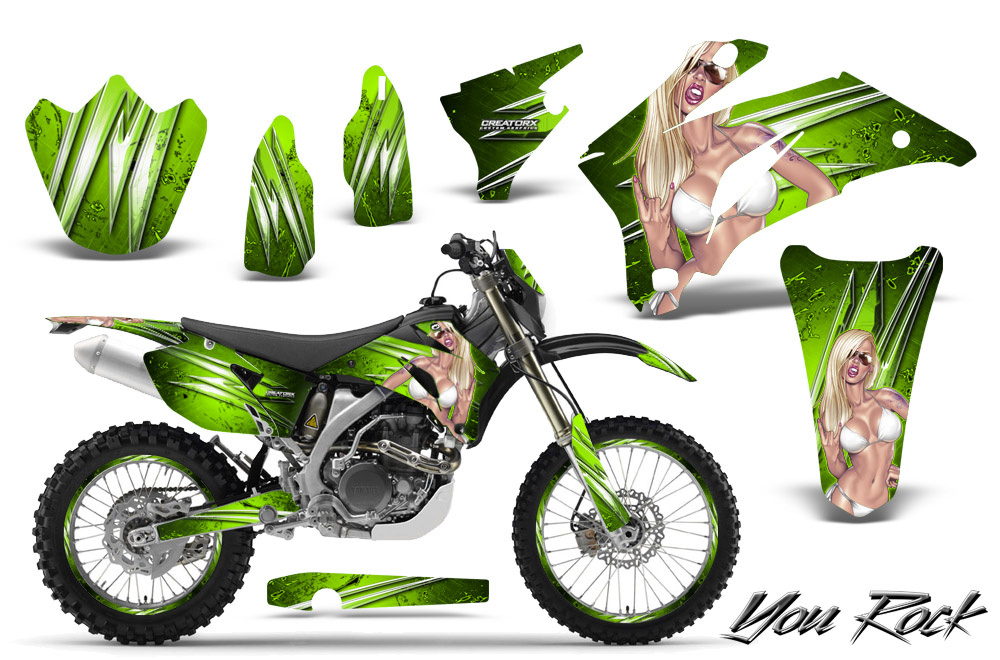 Yamaha WR 250-450 07-10 Graphics Kit You Rock Green NP Rims